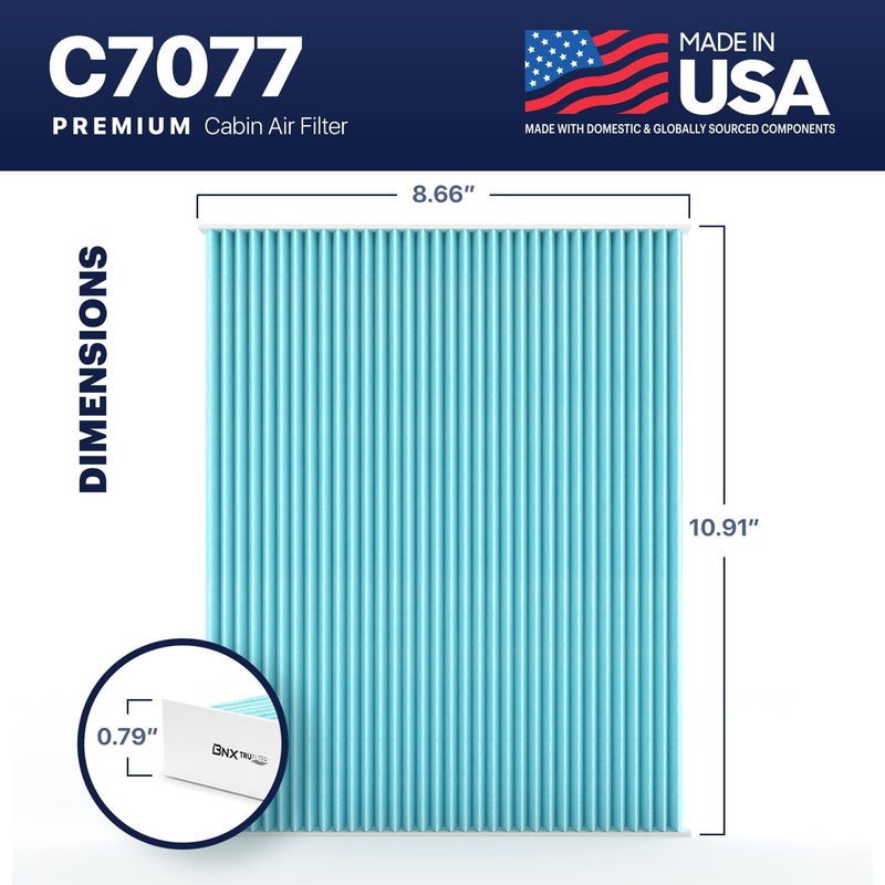 BNX TruFilter C7077 Cabin Air Filter, HEPA 99.97%, MADE IN USA, Compatible With Ford Edge, Fusion, Police Responder Hybrid, SSV Plug-In Hybrid; Lincoln Continental, MKX, MKZ - Image 3